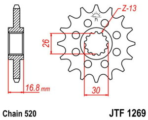 JT SPROCKETS JT�X�v���P�b�g Steel Standard Front Sprocket 1269 - 520 CBR900 RR Fire Blade CBR600 F VTR1000 SP FS CBR1000 RA S SS F4 4i CBR929 CBR954 RC51 HONDA �z���_ �h���C�u�X�v���P�b�g�E�t�����g�X�v���P�b�g �쓮�n