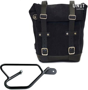 UNIT GARAGE ���j�b�g�K���[�W Unit Garage Waxed Suede Side Pannier + Right Subframe Guzzi V9 Bobber�C JetBlack | U002+2250DX-JetBlack �T�C�h�o�b�O �ԑ̗p�o�b�O�E�P�[�X