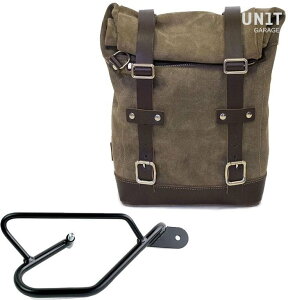 UNIT GARAGE ���j�b�g�K���[�W Unit Garage Waxed Suede Side Pannier + Right Subframe Guzzi V9 Bobber�C MossGrey | U002+2250DX-MossGrey �T�C�h�o�b�O �ԑ̗p�o�b�O�E�P�[�X