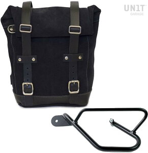 UNIT GARAGE ���j�b�g�K���[�W Unit Garage Waxed Suede Side Pannier + Left Subframe Guzzi V9 Bobber�C JetBlack | U002+2250SX-JetBlack �T�C�h�o�b�O �ԑ̗p�o�b�O�E�P�[�X