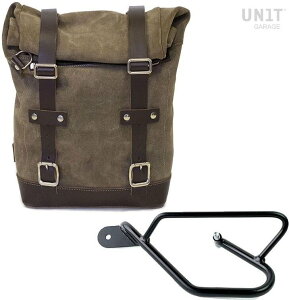UNIT GARAGE ���j�b�g�K���[�W Unit Garage Waxed Suede Side Pannier + Left Subframe Guzzi V9 Bobber�C MossGrey | U002+2250SX-MossGrey �T�C�h�o�b�O �ԑ̗p�o�b�O�E�P�[�X