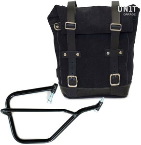 UNIT GARAGE ���j�b�g�K���[�W Unit Garage Waxed Suede Side Pannier + Right Subframe Yamaha�C JetBlack | U002+2504DX-JetBlack �T�C�h�o�b�O �ԑ̗p�o�b�O�E�P�[�X