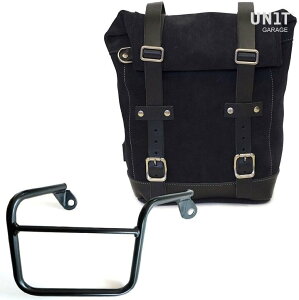 UNIT GARAGE ���j�b�g�K���[�W Unit Garage Waxed Suede Side Pannier + Right Subframe Mash�C JetBlack | U002+2600DX-JetBlack �T�C�h�o�b�O �ԑ̗p�o�b�O�E�P�[�X