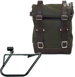 UNIT GARAGE ���j�b�g�K���[�W Unit Garage Side Pannier Canvas + Right Subframe BMW CE 04�C Green/Brown | U001+3700DX-Green-Brown �T�C�h�o�b�O �ԑ̗p�o�b�O�E�P�[�X