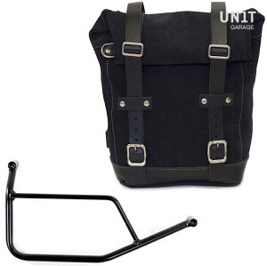UNIT GARAGE ���j�b�g�K���[�W Unit Garage Waxed Suede Side Pannier + Subframe R 1200 R�C JetBlack | U002+1421-JetBlack �T�C�h�o�b�O �ԑ̗p�o�b�O�E�P�[�X