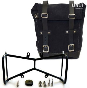 UNIT GARAGE ���j�b�g�K���[�W Unit Garage Waxed suede Side Pannier + Symmetrical Double Subframe NineT�C JetBlack | U002+1632+A2-JetBlack �T�C�h�o�b�O �ԑ̗p�o�b�O�E�P�[�X