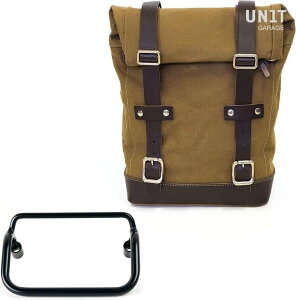 UNIT GARAGE ���j�b�g�K���[�W Unit Garage Side Pannier Canvas + R18 frame for Fishtail exhaust�C Beige/Brown | U001+3401-Beige-Brown �T�C�h�o�b�O �ԑ̗p�o�b�O�E�P�[�X