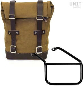 UNIT GARAGE ���j�b�g�K���[�W Unit Garage Side Pannier Canvas + Left Subframe Triumph Trident 660�C Beige/Brown | U001+3500SX-Beige-Brown �T�C�h�o�b�O �ԑ̗p�o�b�O�E�P�[�X