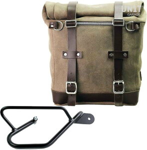 UNIT GARAGE ���j�b�g�K���[�W Unit Garage Waxed suede side pannier Scram 22L-30L + Right Subframe Guzzi V9 Bobber�C MossGrey | U202+2250DX-MossGrey �T�C�h�o�b�O �ԑ̗p�o�b�O�E�P�[�X