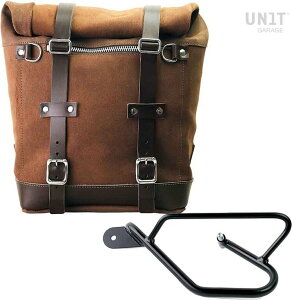 UNIT GARAGE ���j�b�g�K���[�W Unit Garage Waxed suede side pannier Scram 22L-30L + Left Subframe Guzzi V9 Bobber�C ColoradoBrown | U202+2250SX-ColoradoBrown �T�C�h�o�b�O �ԑ̗p�o�b�O�E�P�[�X