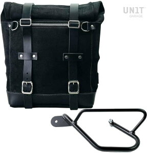 UNIT GARAGE ���j�b�g�K���[�W Unit Garage Waxed suede side pannier Scram 22L-30L + Left Subframe Guzzi V9 Bobber�C JetBlack | U202+2250SX-JetBlack �T�C�h�o�b�O �ԑ̗p�o�b�O�E�P�[�X