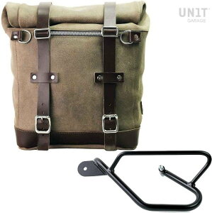 UNIT GARAGE ���j�b�g�K���[�W Unit Garage Waxed suede side pannier Scram 22L-30L + Left Subframe Guzzi V9 Bobber�C MossGrey | U202+2250SX-MossGrey �T�C�h�o�b�O �ԑ̗p�o�b�O�E�P�[�X