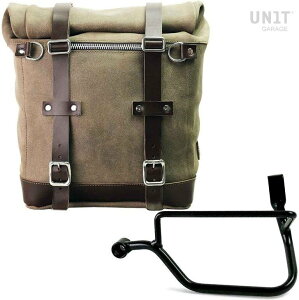 UNIT GARAGE ���j�b�g�K���[�W Unit Garage Waxed suede side pannier Scram 22L-30L + Left Subframe Triumph Street Twin 900 SX (2016 until now)�C MossGrey | U202+1017SX-MossGrey �T�C�h�o�b�O �ԑ̗p�o�b�O�E�P�[�X