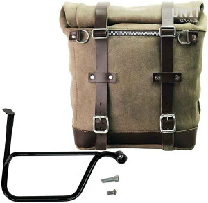 UNIT GARAGE ���j�b�g�K���[�W Unit Garage Waxed suede side pannier Scram 22L-30L + Right Subframe Triumph Thruxton & R 1200 (2016 until now)�C MossGrey | U202+1020DX-MossGrey �T�C�h�o�b�O �ԑ̗p�o�b�O�E�P�[�X