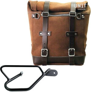 UNIT GARAGE ���j�b�g�K���[�W Unit Garage Waxed suede side pannier Scram 22L-30L + Right Subframe Guzzi V9 Bobber�C ColoradoBrown | U202+2250DX-ColoradoBrown �T�C�h�o�b�O �ԑ̗p�o�b�O�E�P�[�X
