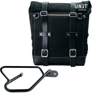 UNIT GARAGE ���j�b�g�K���[�W Unit Garage Waxed suede side pannier Scram 22L-30L + Right Subframe Guzzi V9 Bobber�C JetBlack | U202+2250DX-JetBlack �T�C�h�o�b�O �ԑ̗p�o�b�O�E�P�[�X