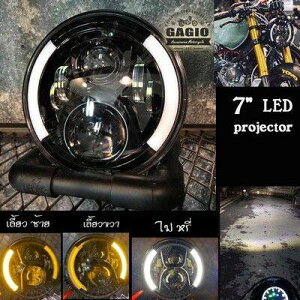 GAGIO MOTOR PARTS �K�W�I���[�^�[�p�[�c 7-inch LED projector headlamps with built-in turn lights. �w�b�h���C�g ���Η� �d���n