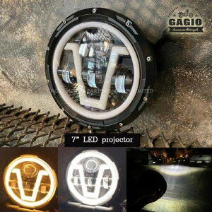GAGIO MOTOR PARTS �K�W�I���[�^�[�p�[�c 7-inch LED Projector headlamps V-shaped dimming lights �w�b�h���C�g ���Η� �d���n