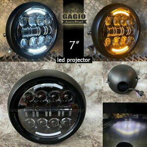 GAGIO MOTOR PARTS �K�W�I���[�^�[�p�[�c 7-inch corn-patterned LED projector headlight with central core black housing �w�b�h���C�g ���Η� �d���n