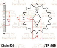 JT SPROCKETS JTスプロケット JTF569 (スチールフロントスプロケット) DT400 MX KDX250 SR F1 RD350 YPVS…