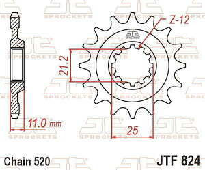 JT SPROCKETS JT�X�v���P�b�g JTF824 (�X�`�[���t�����g�X�v���P�b�g) 250 TC 510 610 HUSQVARNA �n�X�N�o�[�i �h���C�u�X�v���P�b�g�E�t�����g�X�v���P�b�g �쓮�n