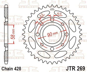 JT SPROCKETS JT�X�v���P�b�g JTR269 (�X�`�[�����A�X�v���P�b�g) CG125 Brazil 125 Hipster Pulsar II Spike Greece / SE Asia Zing HONDA �z���_ �h���u���X�v���P�b�g�E���A�X�v���P�b�g �쓮�n
