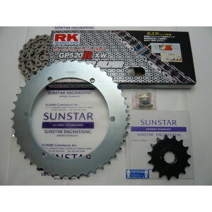 SUNSTAR �T���X�^�[ �t�����g�E���A�X�v���P�b�g���`�F�[���E�J�V���W���C���g�Z�b�g SR400 YAMAHA ���}�n �X�v���P�b�g�E�`�F�[���Z�b�g �쓮�n �`�F�[�������FRK��SV520XRE�i�V���o�[�`�F�[���j