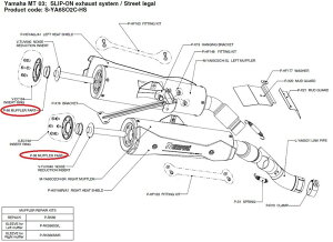 AKRAPOVIC AN|rb` yyAp[czP-98 muffler part MT-03 660 YAMAHA }n ̑}t[IvVECi }t[
