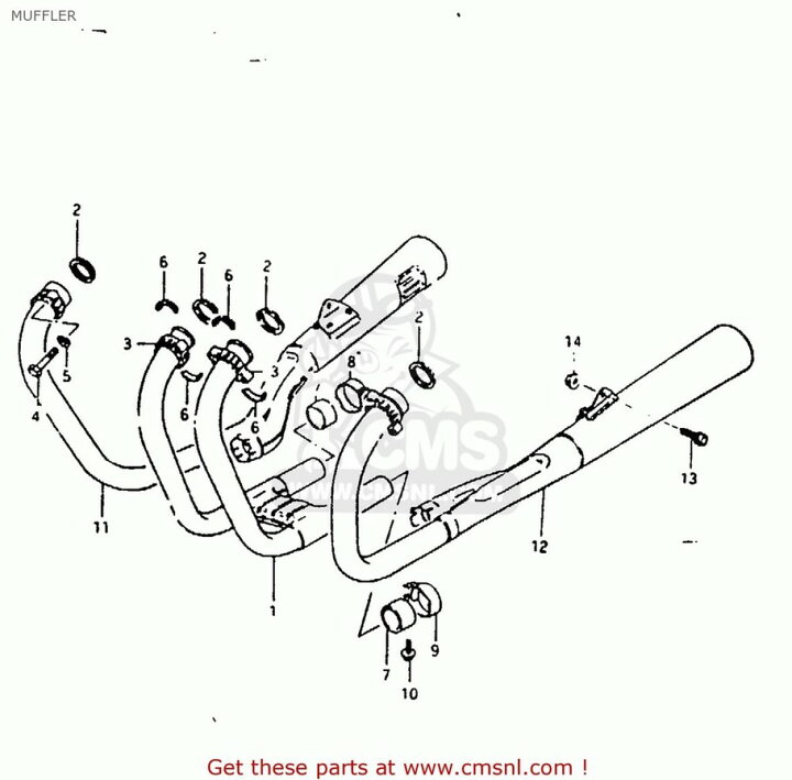 CMS シーエムエス (14100-49303-H01) PIPE,EXHAUST GS1000 1982 (Z) USA (E03) GS1100S 1983 (D) USA (E03) ウェビック CMS CMS:シーエムエス Exhaust Pipe Holder Gasket Z1