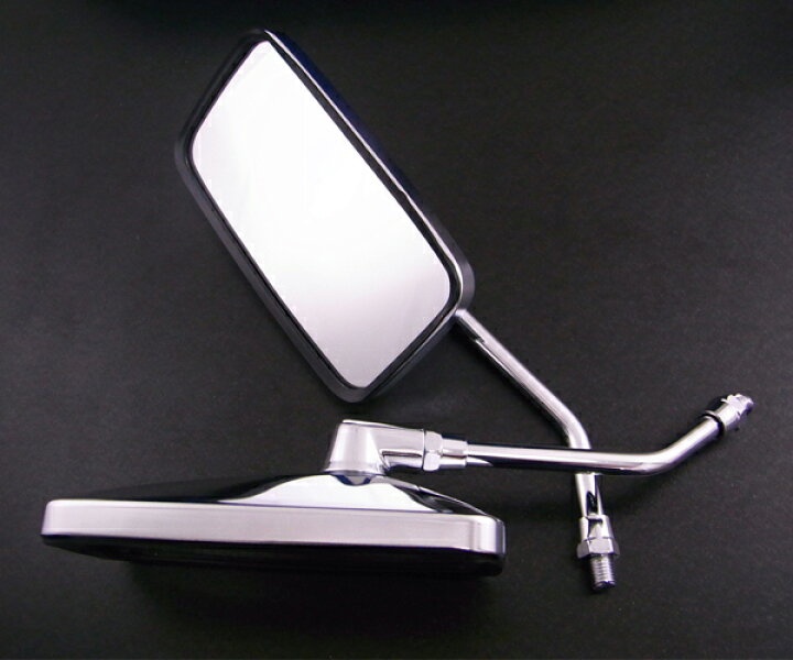 ホンダ 汎用バックミラー Honda Suzuki車ネイキッドの補修用に 中 大排気量車向け角型メッキミラー 左右セット 正ネジ10mm 角型メッキ 新着 角型メッキ