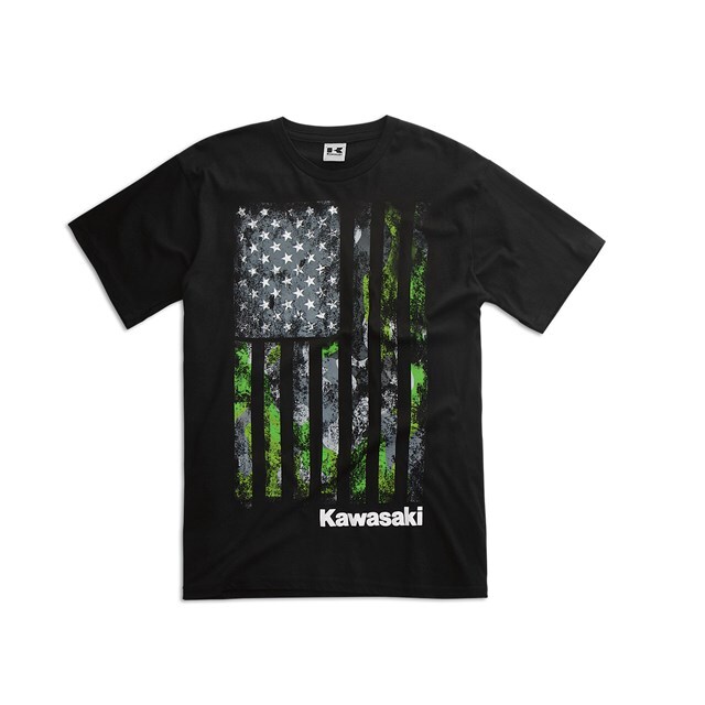 US KAWASAKI 北米カワサキ純正アクセサリー カモフラージュTシャツ (Camo Flag T-Shirt) | ウェビック　楽天市場店