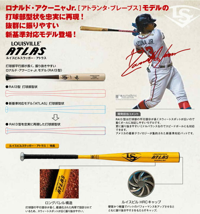 楽天市場】新規格 2024ルイスビルスラッガー ATLAS 一般硬式用バット 