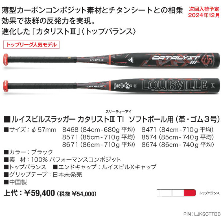 楽天市場】2022ルイスビルスラッガー カタリスト3TI ソフトボール用(革 