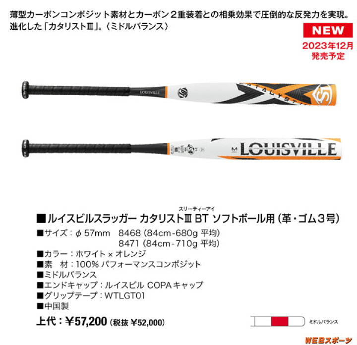 楽天市場】2024ルイスビルスラッガー カタリスト3 BT ソフトボール用 