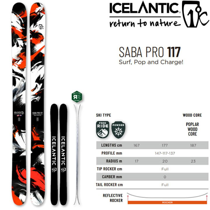 楽天市場】ICELANTIC アイスランティック スキー 2024 SABA PRO 117  