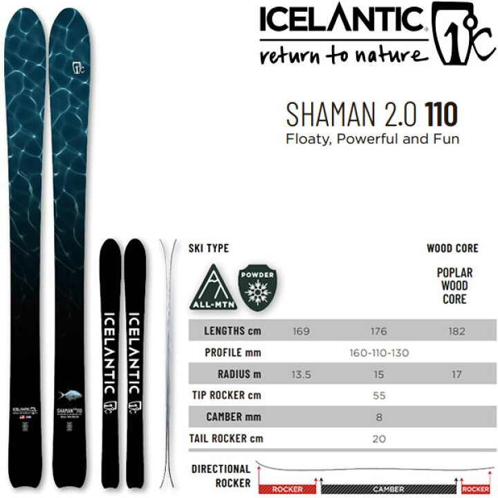 楽天市場】ICELANTIC アイスランティック スキー 2024 SHAMAN 2.0 110 
