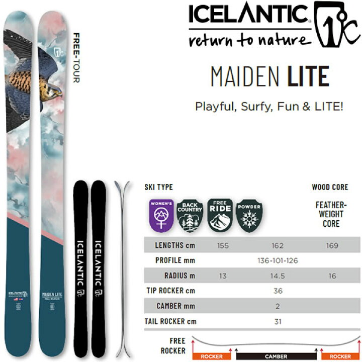 楽天市場】ICELANTIC アイスランティック スキー 2024 MAIDEN LITE 101 