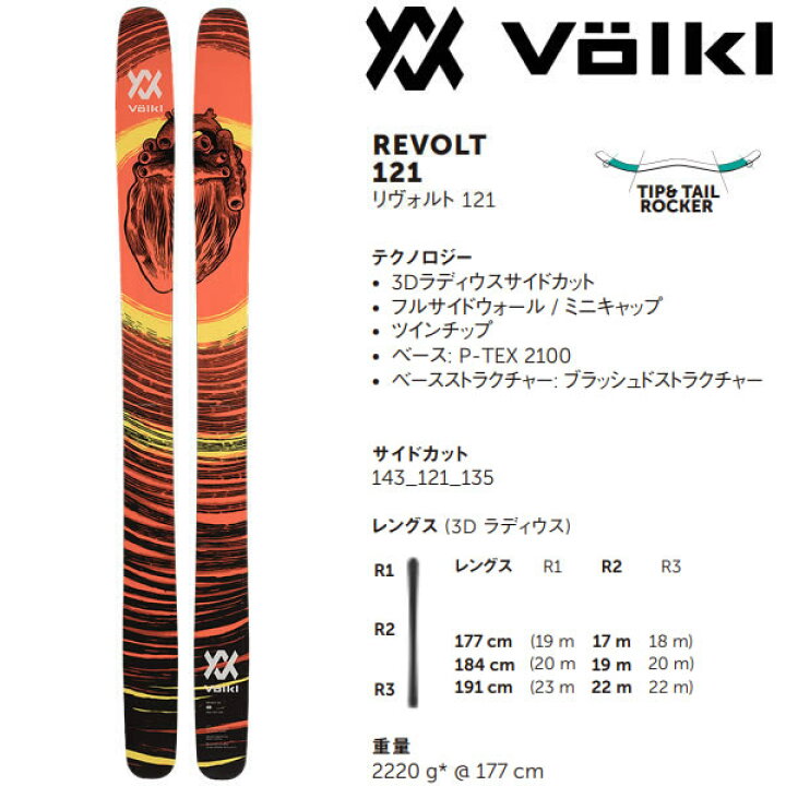 フォルクルリボルト121 スキー 184cm（レビュー】Volkl/フォルクル 