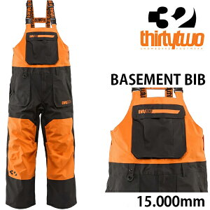 【27日9:59まで★3000円以上で300円OFFクーポン】THIRTYTWO 32 25-26 スノーボードウェア メンズ ビブパンンツ BASEMENT BIB -pants / BLACK-ORANGE サーティーツー ワイド 太い 【スノーボード・ウエア・ス