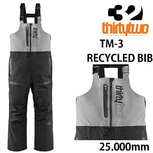【27日9:59まで★3000円以上で300円OFFクーポン】THIRTYTWO 32 25-26 スノーボードウェア メンズ ビブパンンツ TM-3 Recycled BIB -pants / BLACK-GREY サーティーツー ワイド 太い 【スノーボード・ウエア・