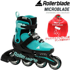 ローラーブレード キッズ インラインスケート ジュニア MICROBLADE アクア×ブラック 072219003D9 マイクロブレード ROLLERBLADE 子供用 【w24】