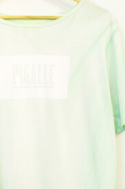 【中古】 PIGALLE BOX LOGO Tシャツ ピガール 半袖Tシャツ M 黄緑 イエローグリーン ロゴ メンズ