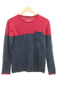 【中古】GUILD PRIME セーター 2 ギルドプライム セーター 2 紺 ネイビー×赤 レッド バイカラー メンズ