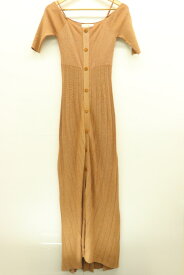 【中古】Lily Brown レディースニットワンピース F リブニットラメワンピース Lily Brown F 金 ゴールド 無地