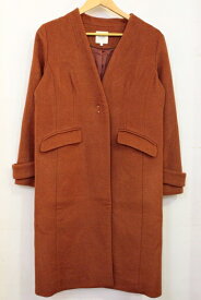 【中古】 BEAMS HEART レディースコート S BEAMS HEART/ノーカラーシングルコート/S/茶 ブラウン