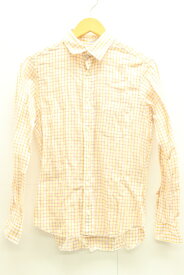 【中古】individualized shirts メンズ長袖シャツ 14 リネンシャツ individualized shirts 14 白 ホワイト 紫 パープル オレンジ 橙 チェック