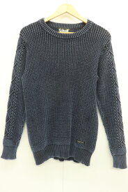 【中古】SCHOTT メンズニット セーター S クルーネック セーター SCHOTT S 紺 ネイビー ワッペン