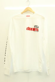 【中古】DIESEL メンズカットソー L T-JUST-LS-L5 スローガンTシャツ DIESEL L 黒 ブラック 白 ホワイト 赤 レッド