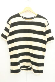 【中古】WAREHOUSE メンズTシャツ -- ポケットTシャツ WAREHOUSE & CO -- 黒 ブラック アイボリー ボーダー