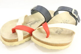 【中古】BIRKENSTOCK レディースサンダル 22.5cm Mayari Comfort Tong sandal BIRKENSTOCK 22.5cm 白 ホワイト 紺 ネイビー 赤 レッド 無地